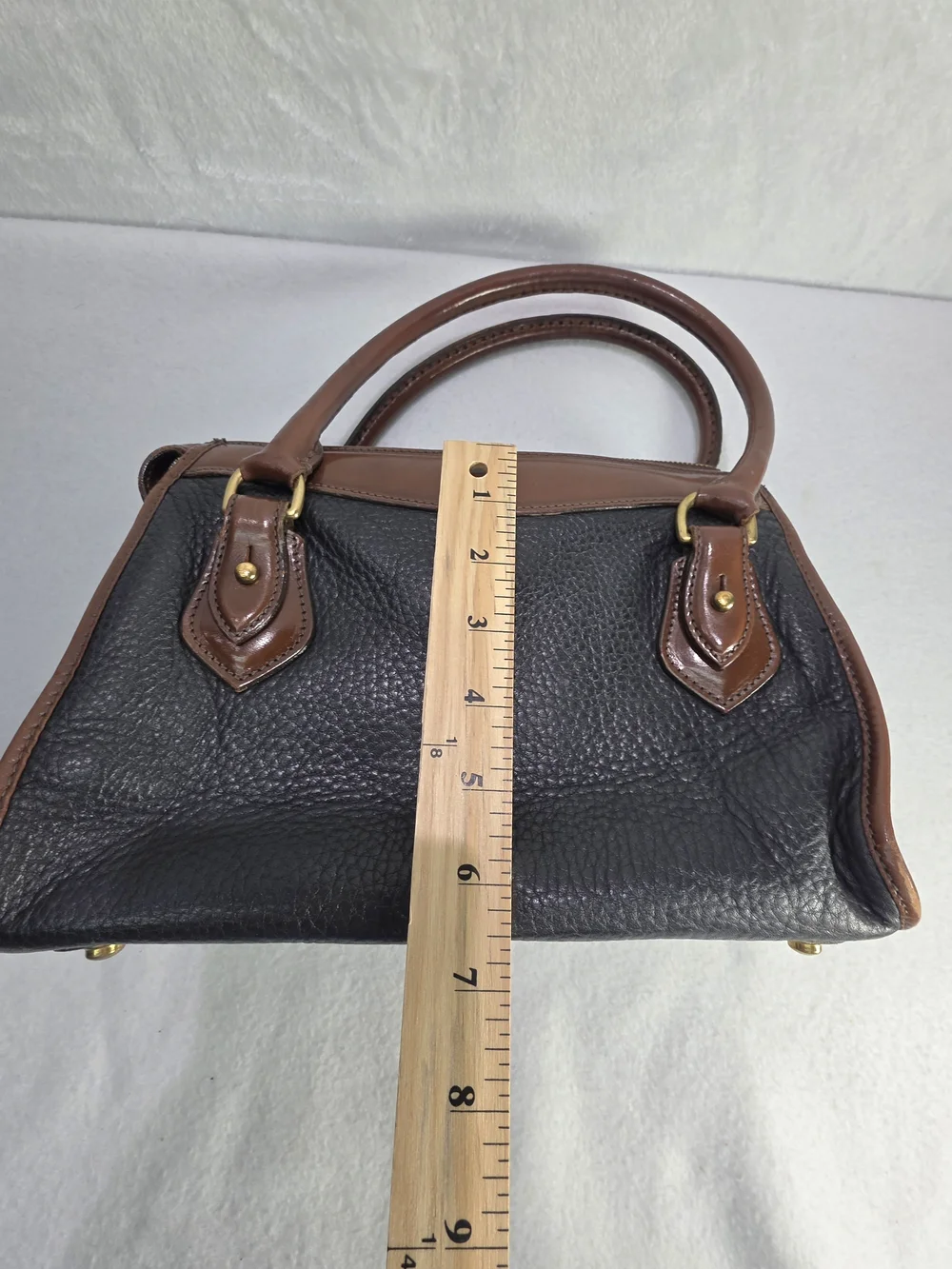 Vintage Dooney & Bourke All Weather Leather Satchel Black Pebbled Leather